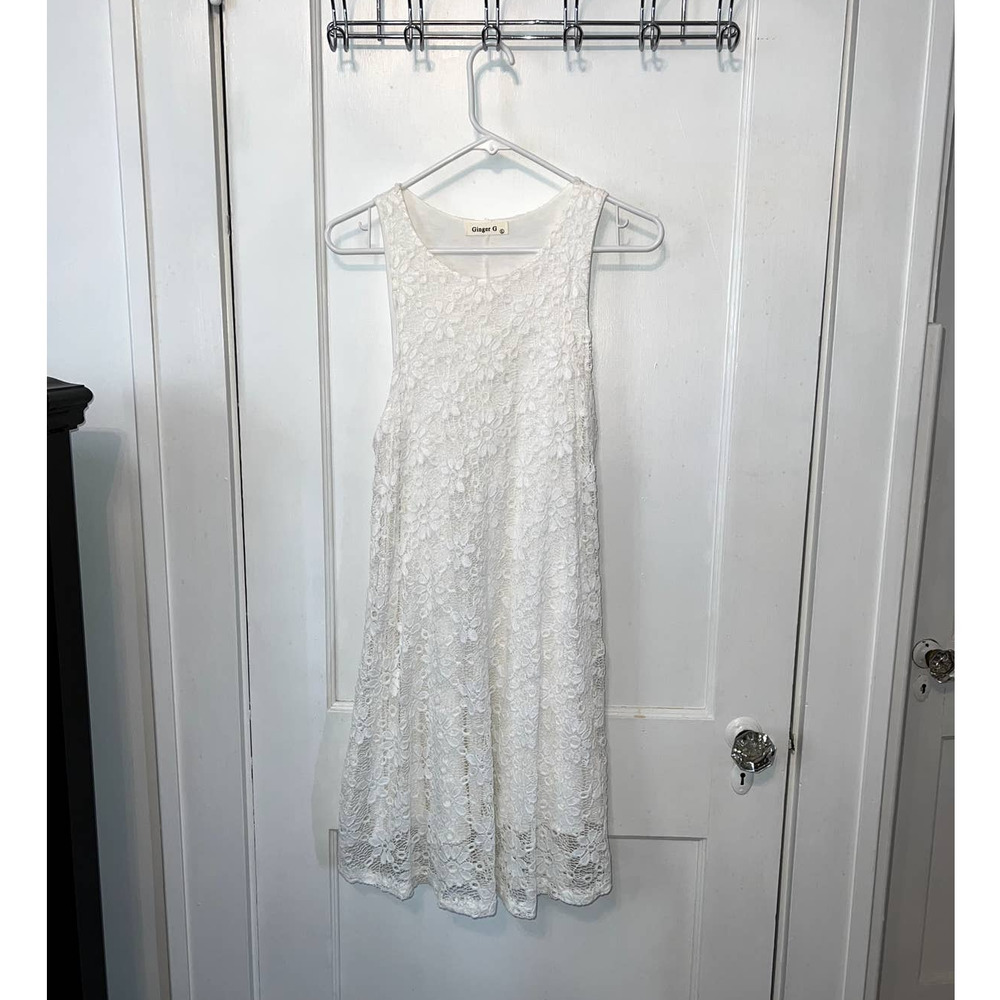 2/$15 sale! Ginger G white lace tank swing dress size L